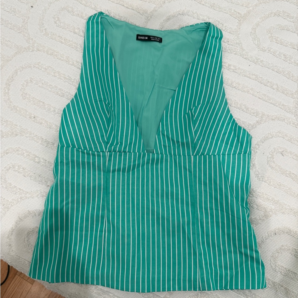 Green Striped Women's Top